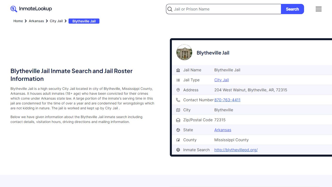 Blytheville Jail (AR) Inmate Search Arkansas - Inmate Lookup